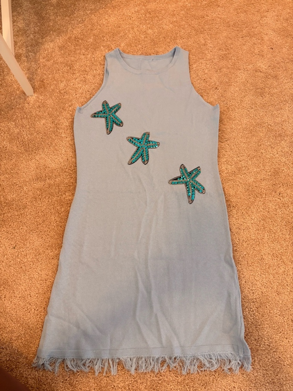 Light Blue Tank Dress with Embellished Starfish - Picture 2 of 2